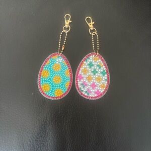 Handmade Easter Egg Bag Charm Keychain Set